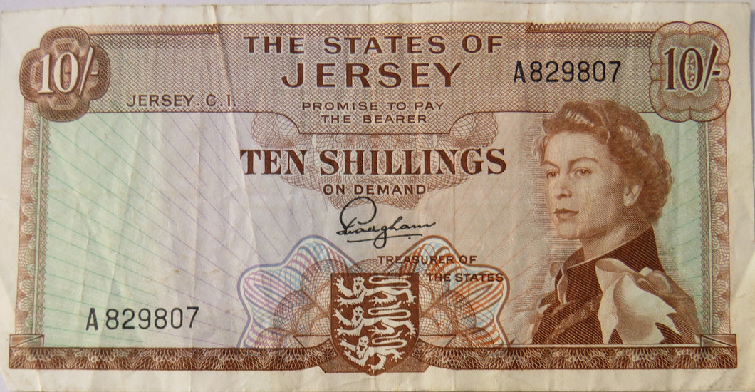 1963 The States Of Jersey Ten Shillings Banknote