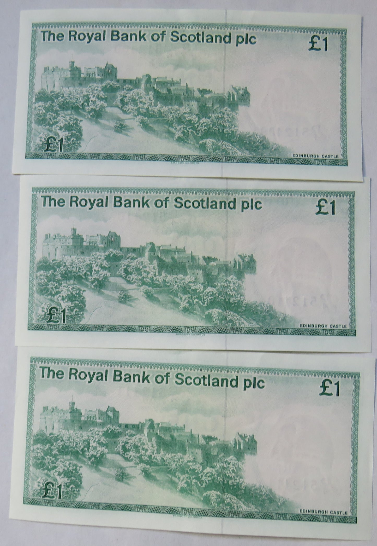 3 Consecutive 1984 The Royal Bank Of Scotland £1 Notes D/4