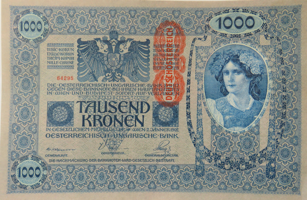1902 Austria 1000 Kronen Banknote