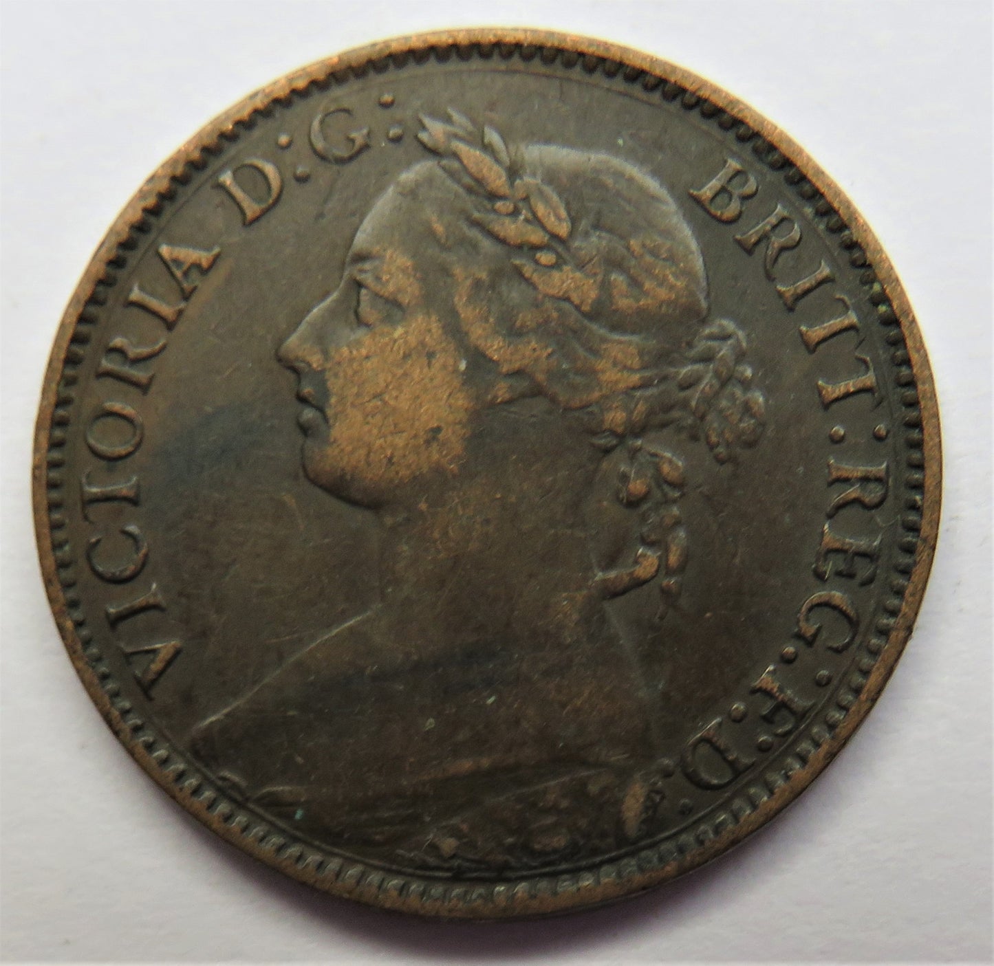 1891 Queen Victoria Bun Head Farthing Coin - Great Britain