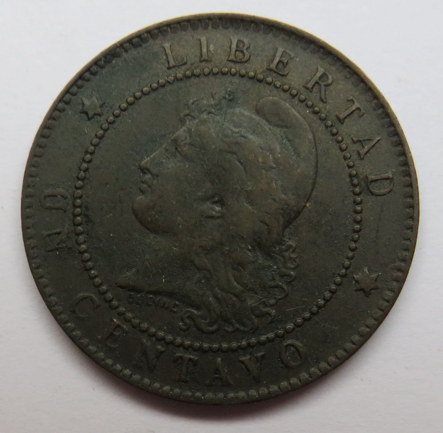 1884 Argentina 1 Centavo Coin