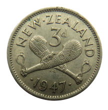 Load image into Gallery viewer, 1947 Queen Elizabeth II New Zealand Threepence Coin
