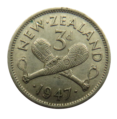 1947 Queen Elizabeth II New Zealand Threepence Coin