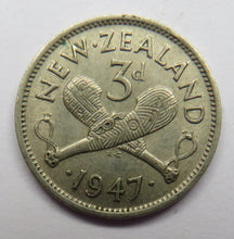 Load image into Gallery viewer, 1947 Queen Elizabeth II New Zealand Threepence Coin
