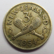 Load image into Gallery viewer, 1954 Queen Elizabeth II New Zealand Threepence Coin
