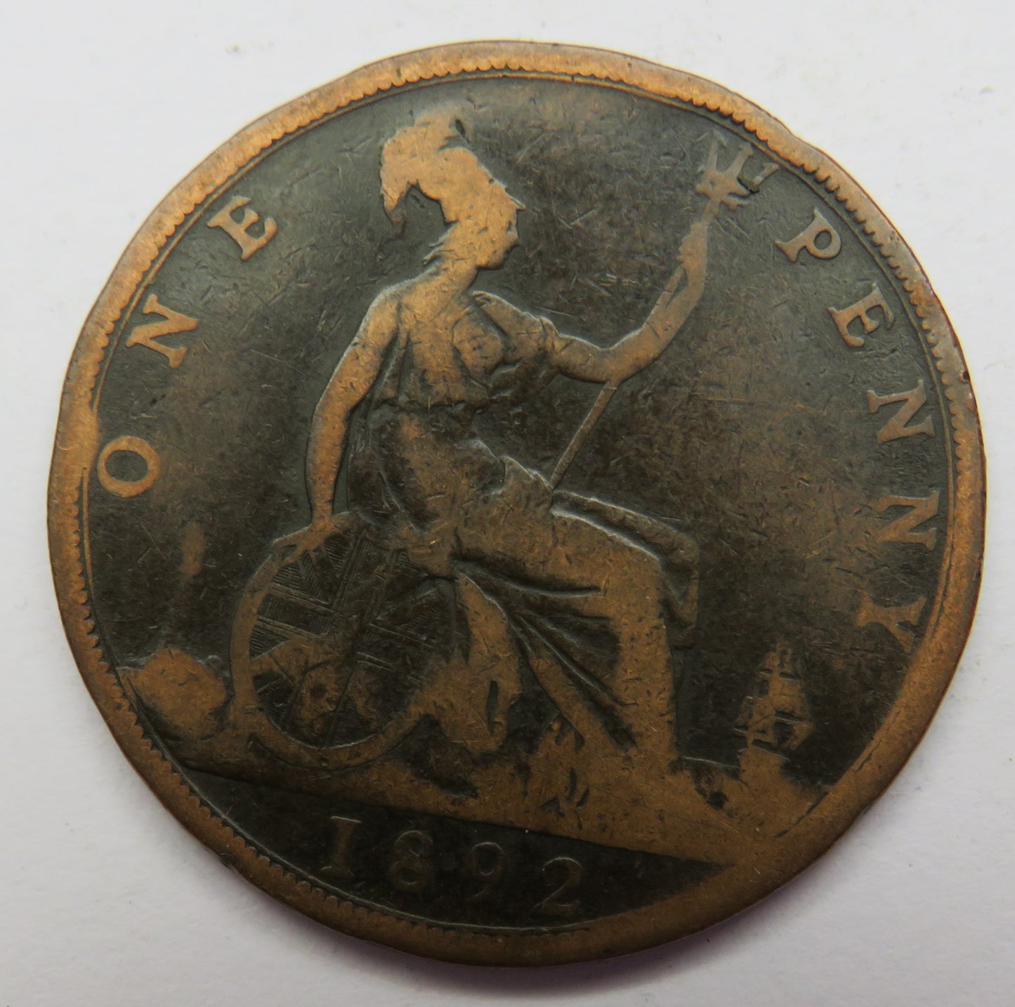1892 Queen Victoria One Penny Coin - Great Britain
