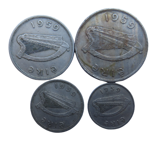 1959 Eire Ireland Set Of 4 Coins (Partial Set)