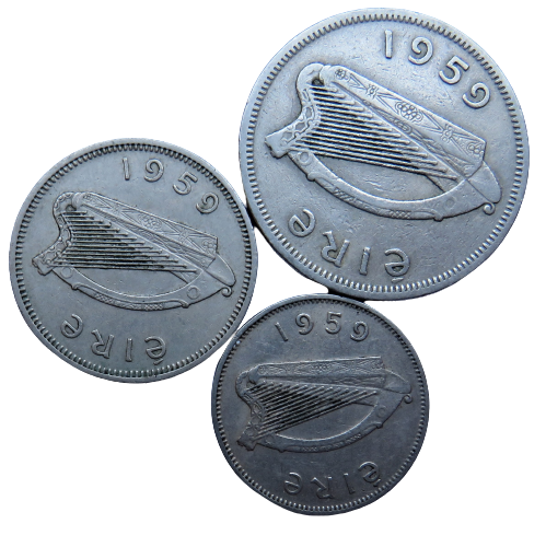 1959 Eire Ireland Set Of 3 Coins (Partial Set)