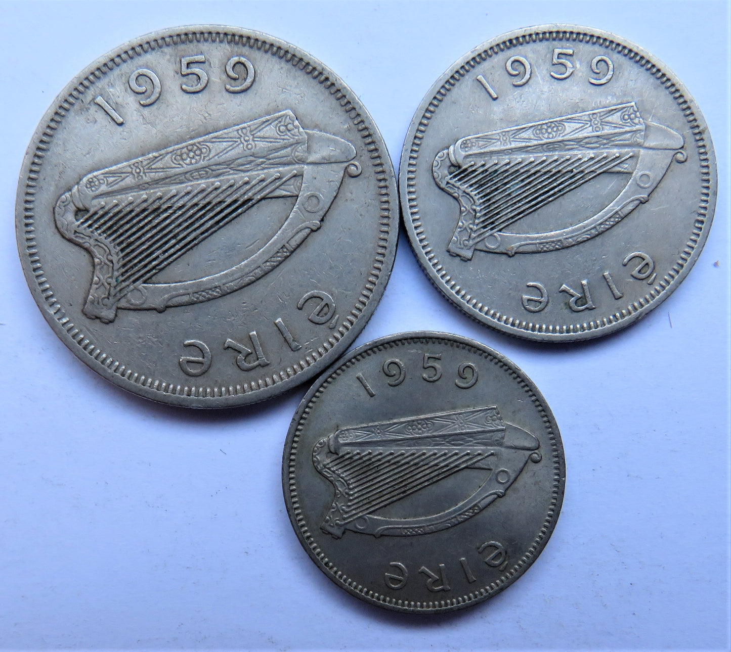 1959 Eire Ireland Set Of 3 Coins (Partial Set)