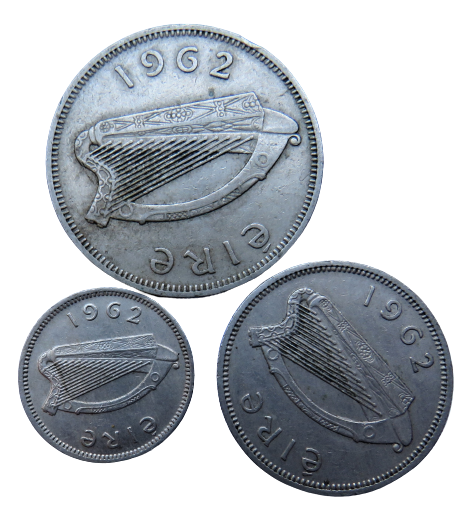 1962 Eire Ireland Set Of 3 Coins (Partial Set)
