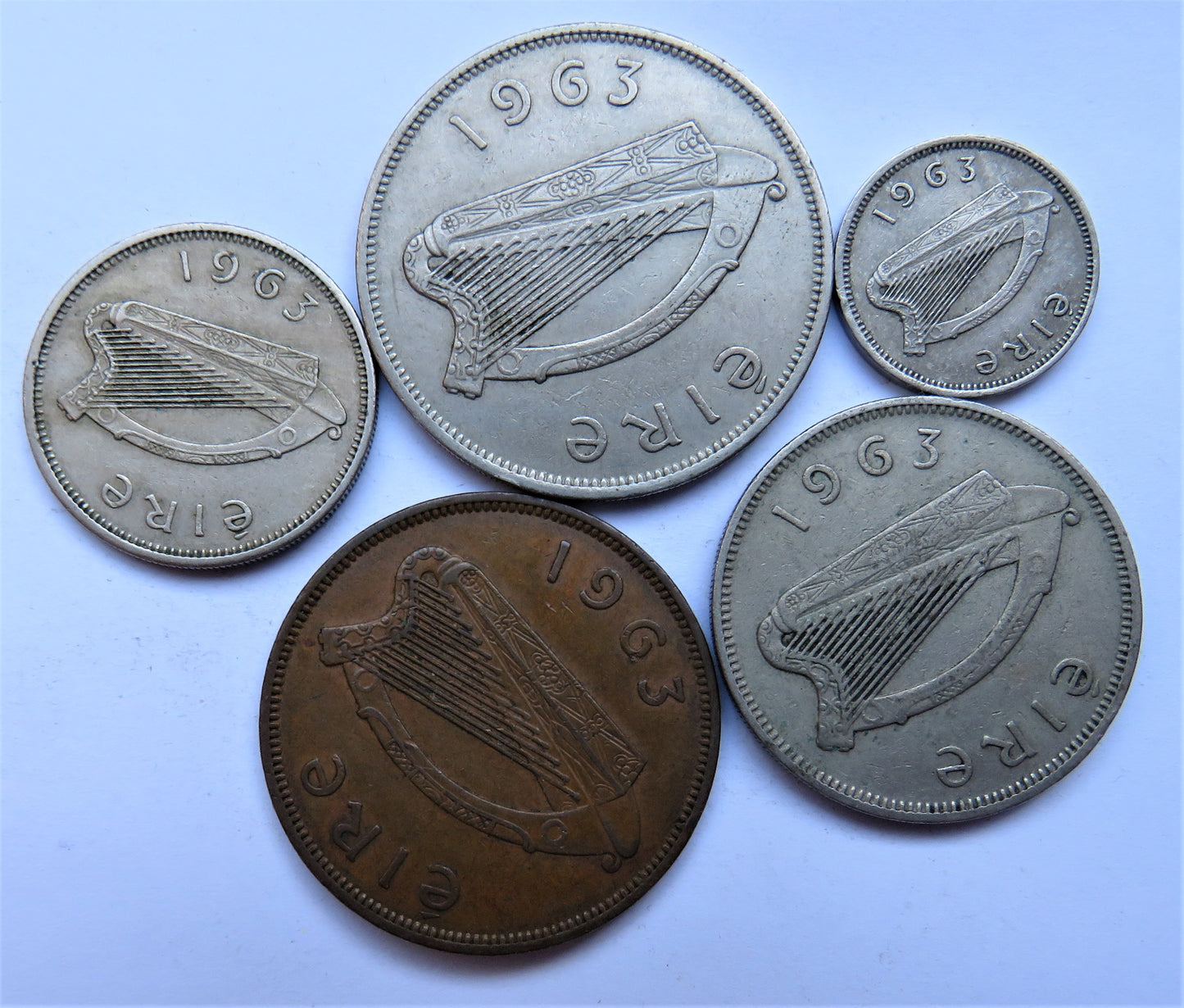 1963 Eire Ireland Set Of 5 Coins (Partial Set)