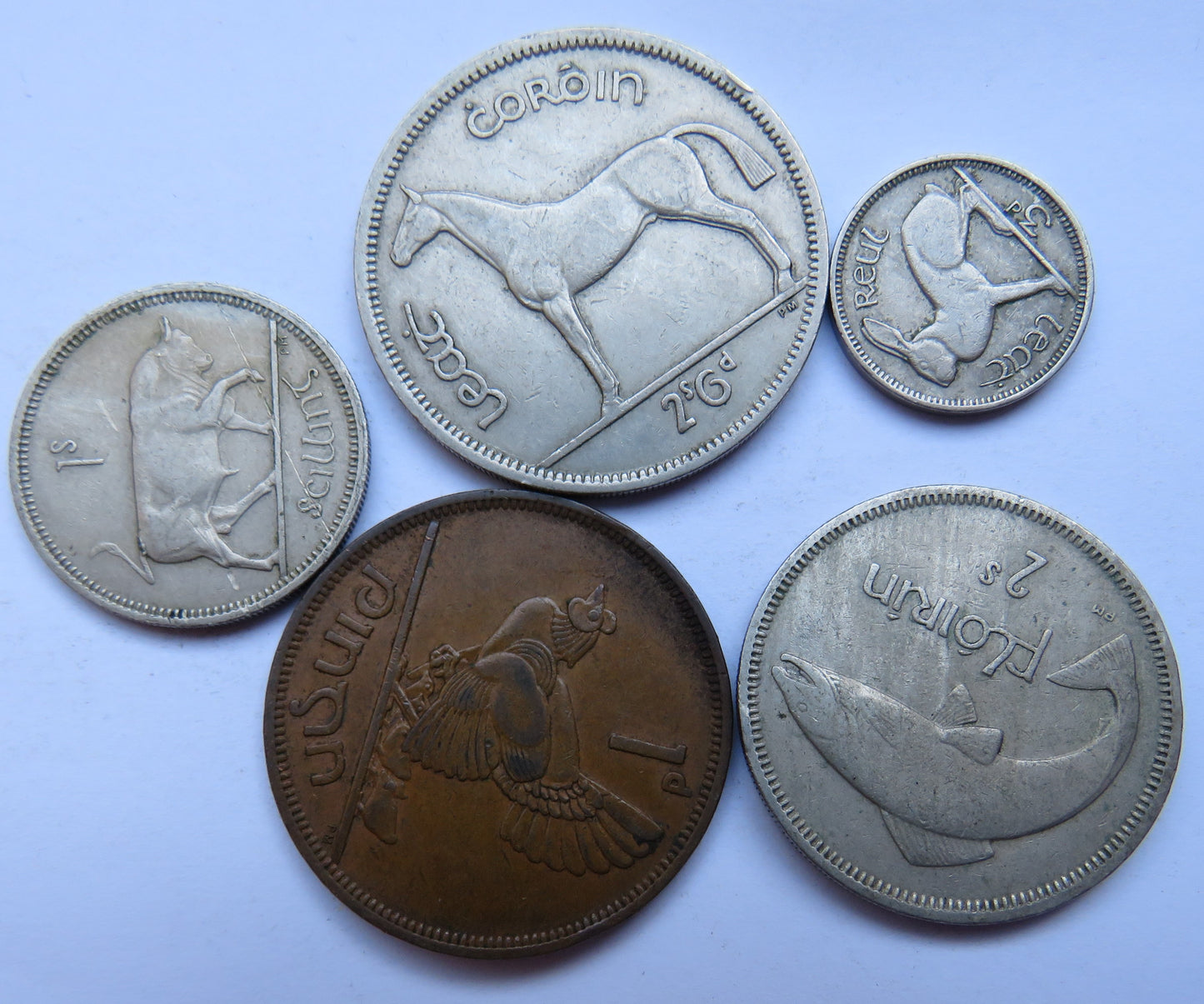 1963 Eire Ireland Set Of 5 Coins (Partial Set)