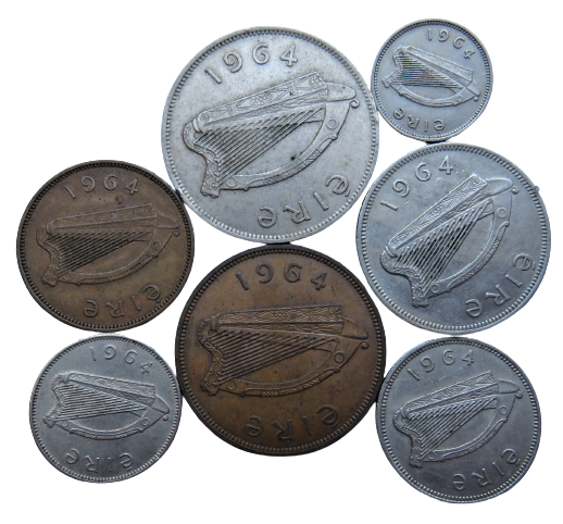 1964 Eire Ireland Set Of 7 Coins