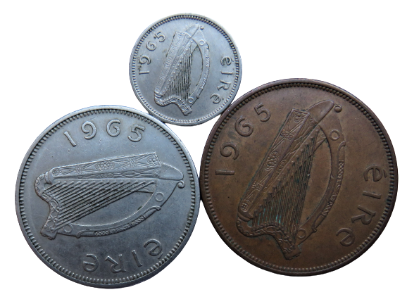 1965 Eire Ireland Set Of 3 Coins (Partial Set)