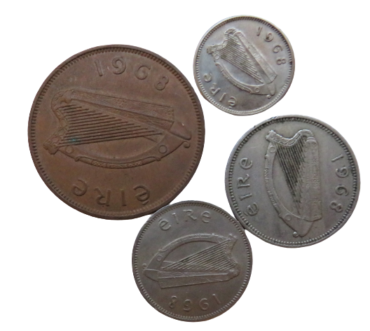 1968 Eire Ireland Set Of 4 Coins Partial Set J.W.B Coins