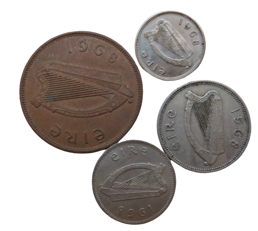 1968 Eire Ireland Set Of 4 Coins (Partial Set)