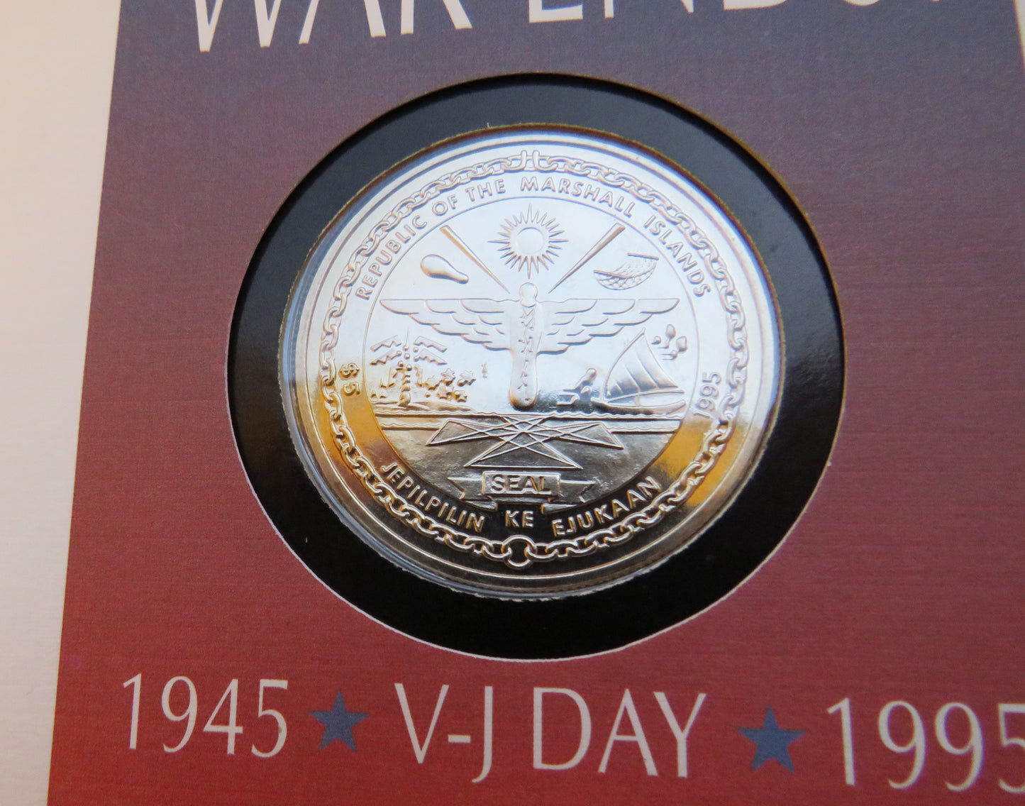 1945-1995 War Ends Marshall Islands $5 Five Dollars Stamp & Coin Cover