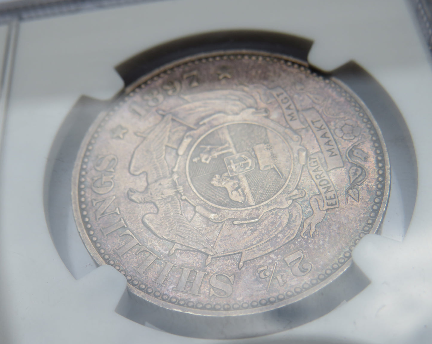 1897 South Africa  Silver 2 & 1/2 shillings Coin - AU Details