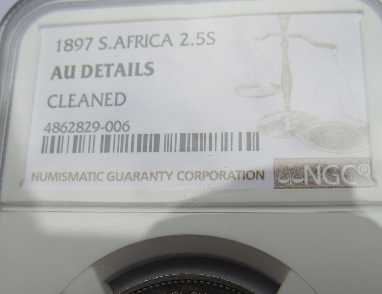 1897 South Africa  Silver 2 & 1/2 shillings Coin - AU Details