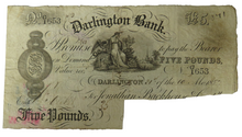 Load image into Gallery viewer, 1887 Darlington Bank £5 Banknote
