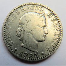 Load image into Gallery viewer, 1885 Switzerland 20 Rappen Coin
