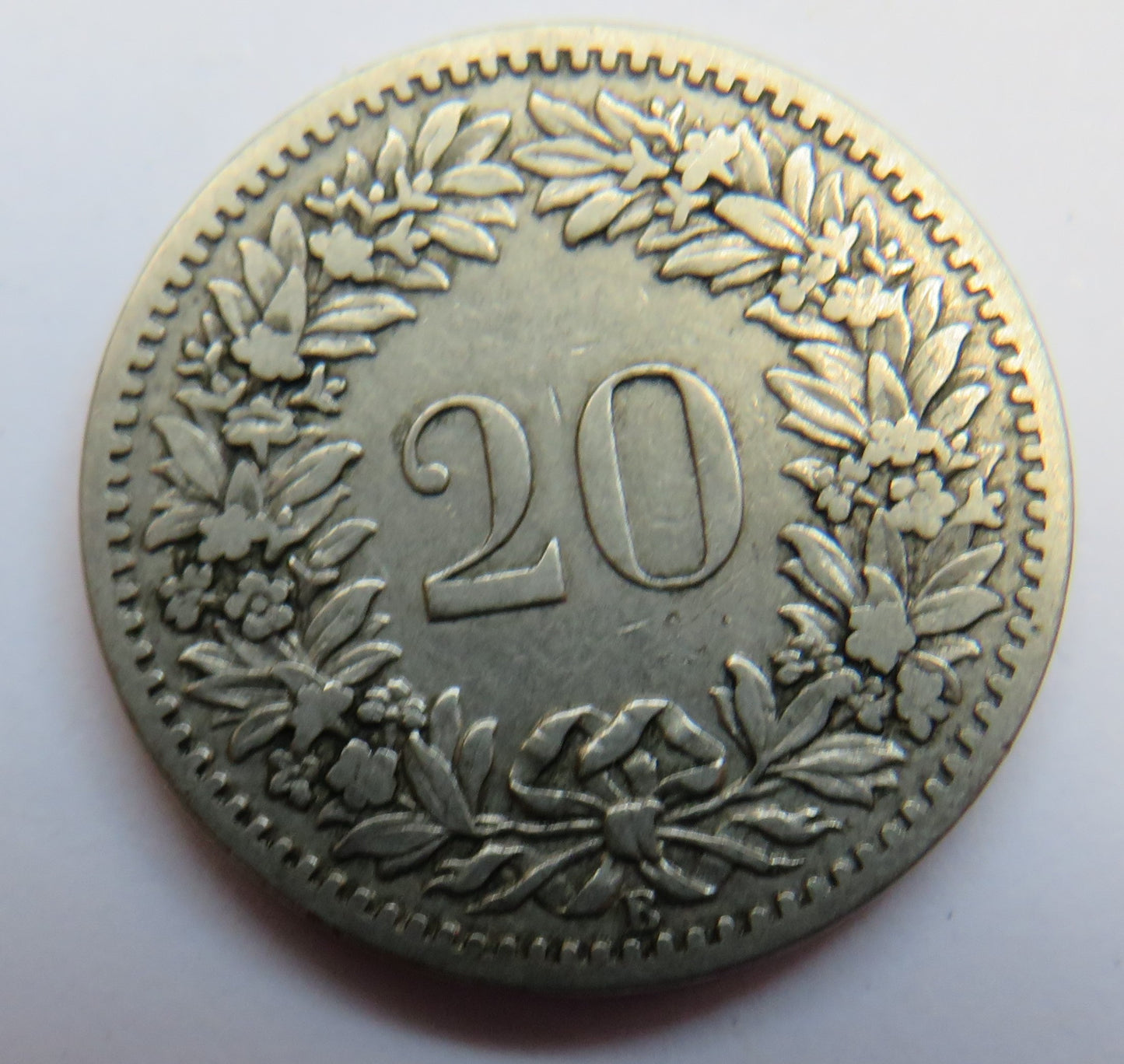 1885 Switzerland 20 Rappen Coin