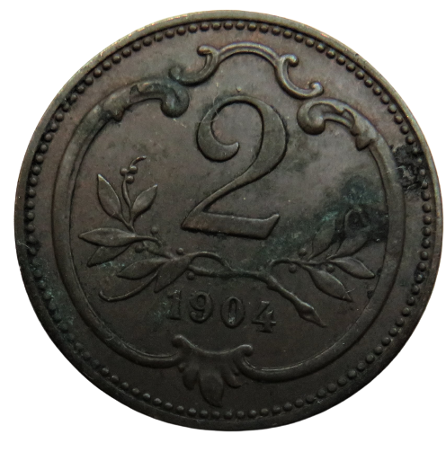 1904 Austria 2 Heller Coin