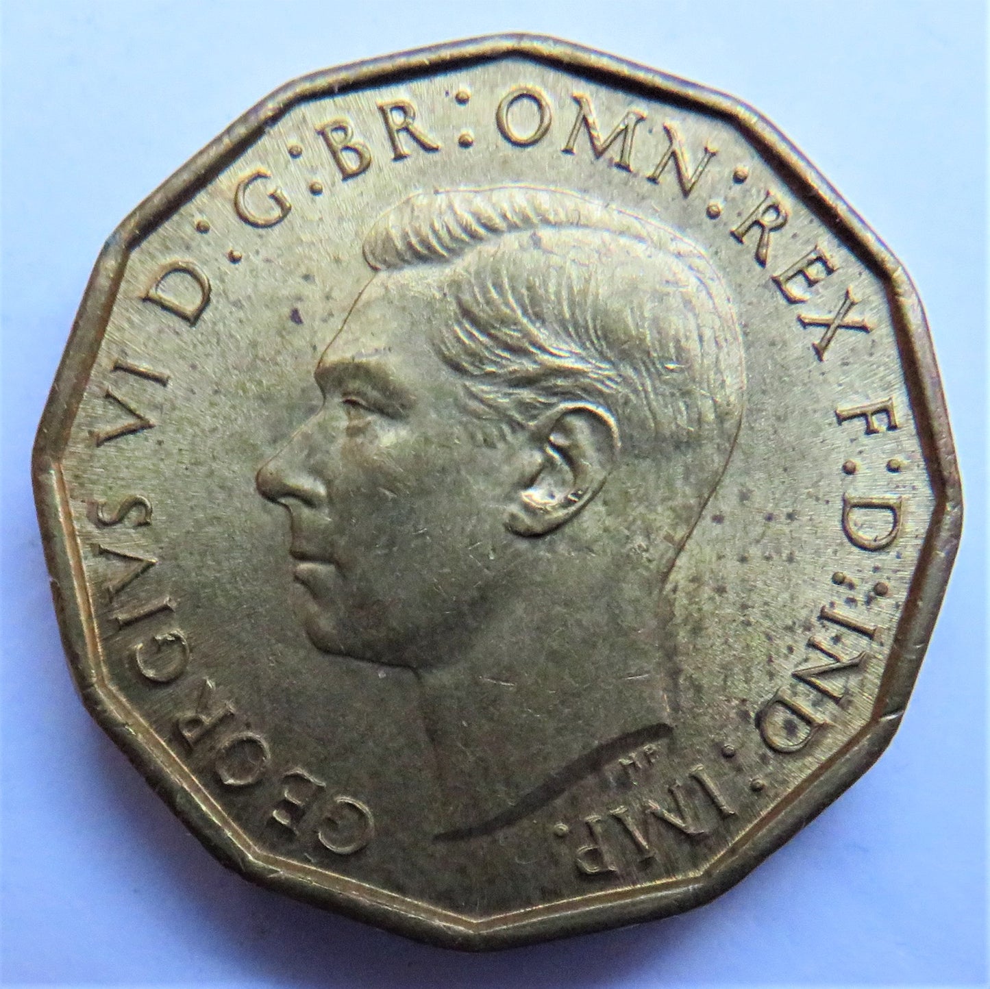 1942 King George VI Brass Threepence Coin In High Grade