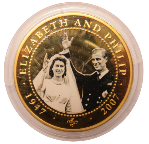 2007 Cook Islands $1 One Dollar Coin - Queen Elizabeth & Prince Philip