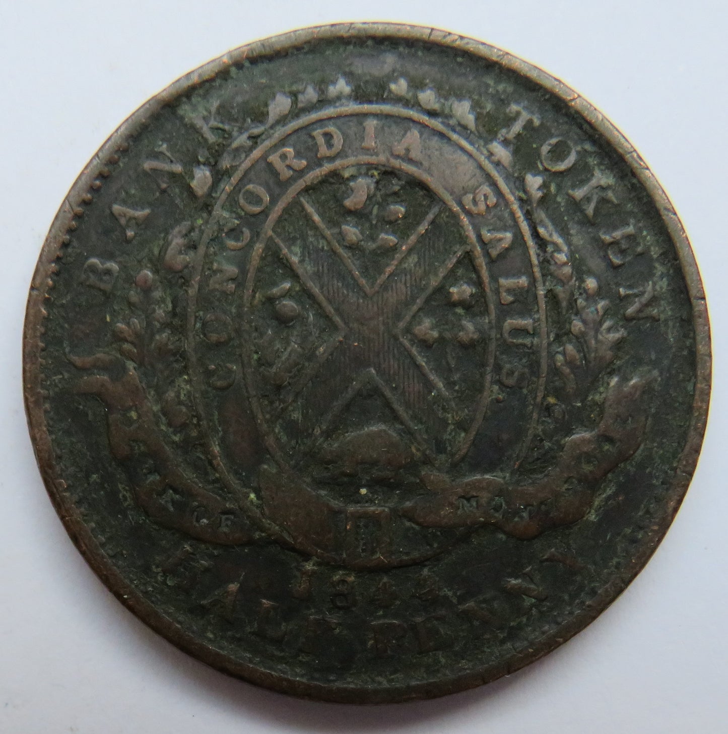 1844 Province Of Canada Bank Of Montreal Halfpenny Bank Token