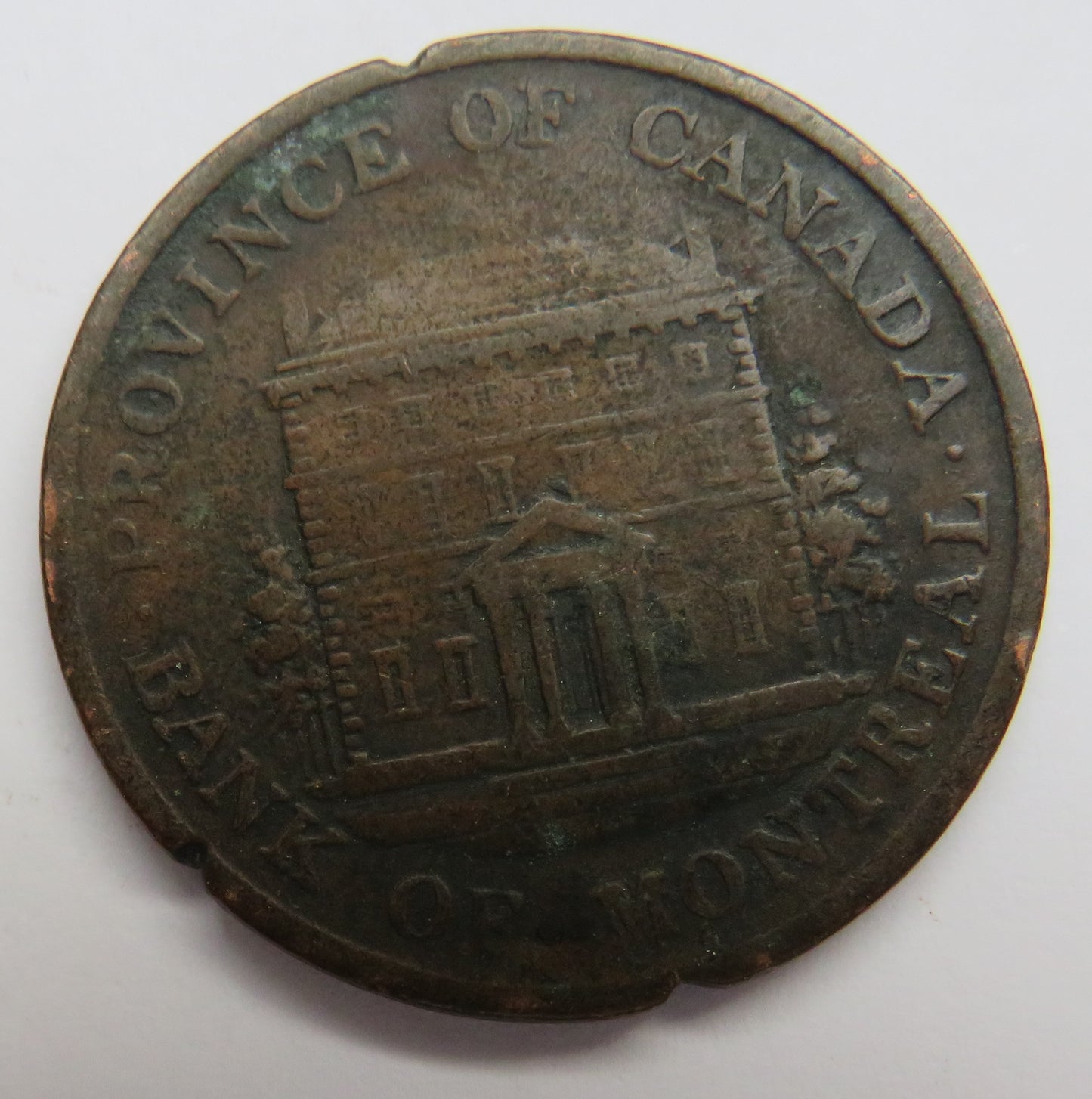 1844 Province Of Canada Bank Of Montreal Halfpenny Bank Token