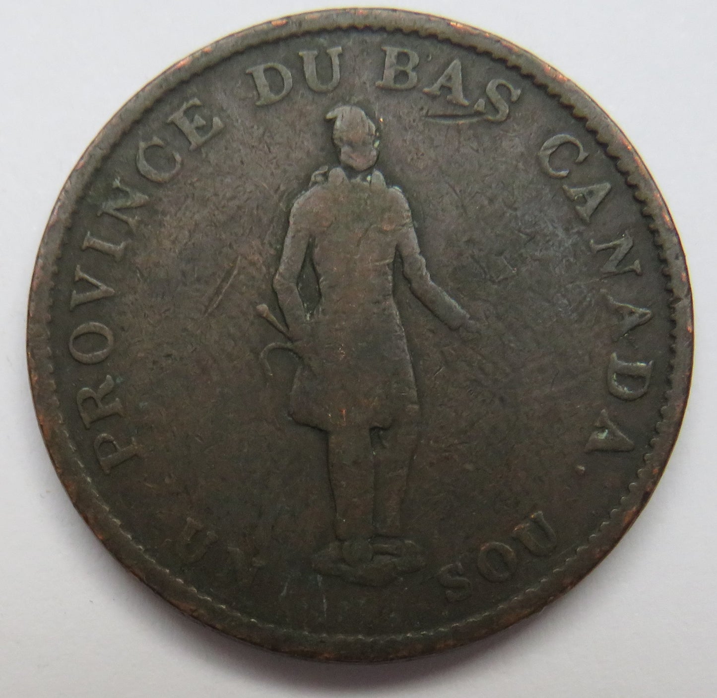 1837 Province Of Canada 1 Sou / Halfpenny Bank Token