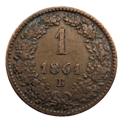 1861-B Austria One Kreuzer Coin