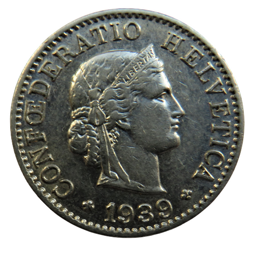 1939 Switzerland 5 Rappen Coin  For Sale