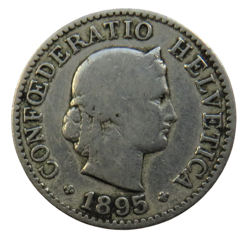 1895 Switzerland 5 Rappen Coin