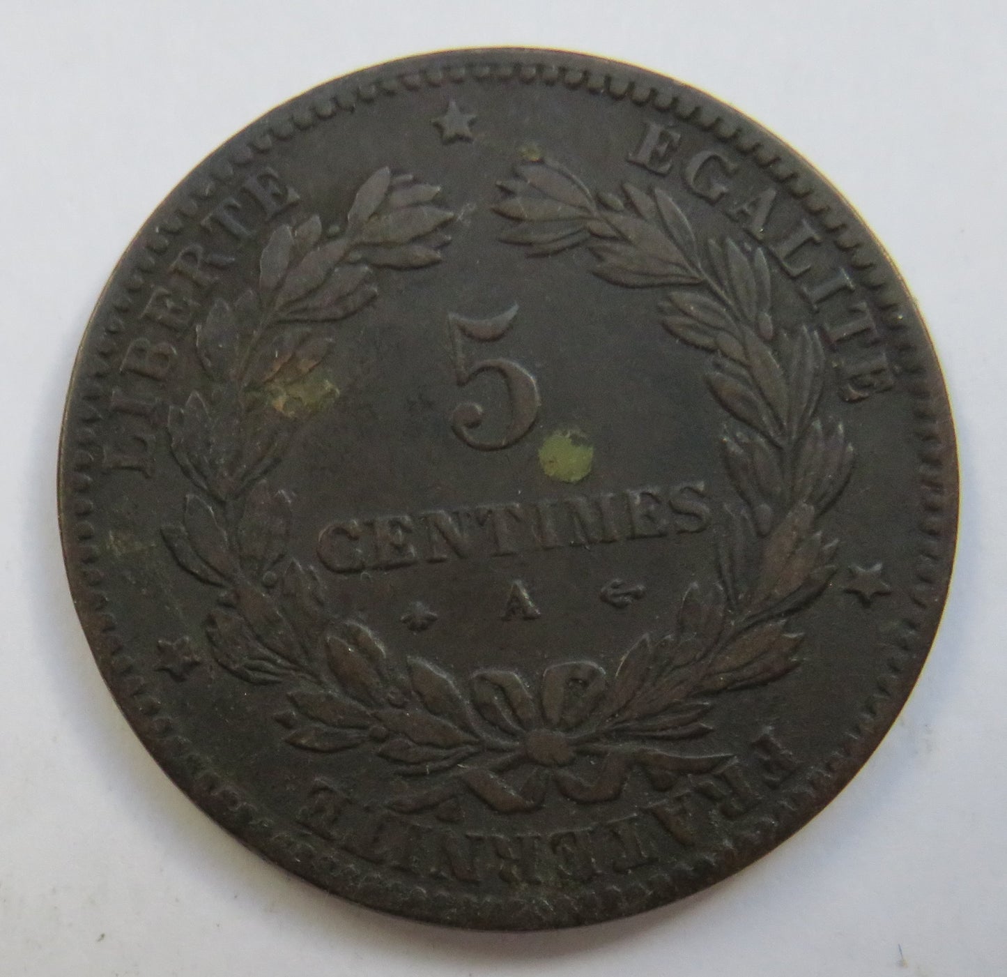 1874-A France 5 Centimes Coin Reverse
