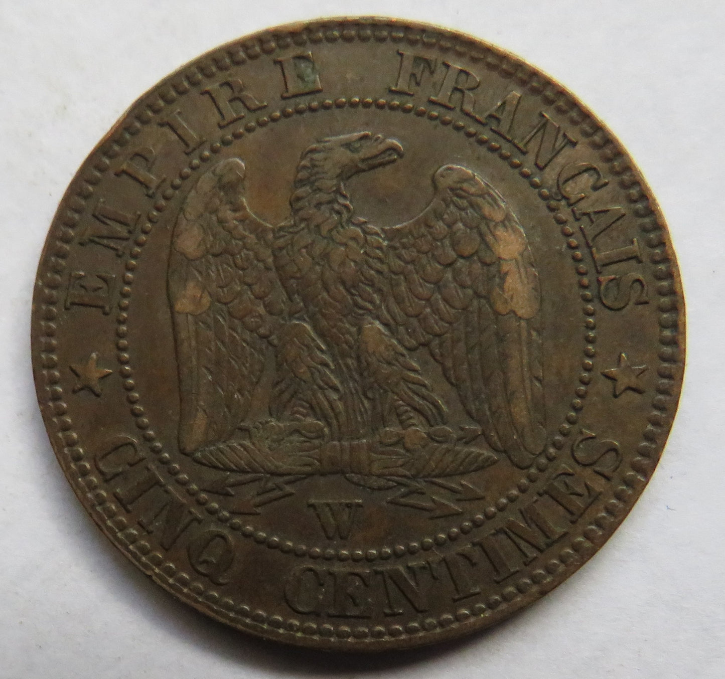 1853-W Napoleon III France 5 Centimes Coin