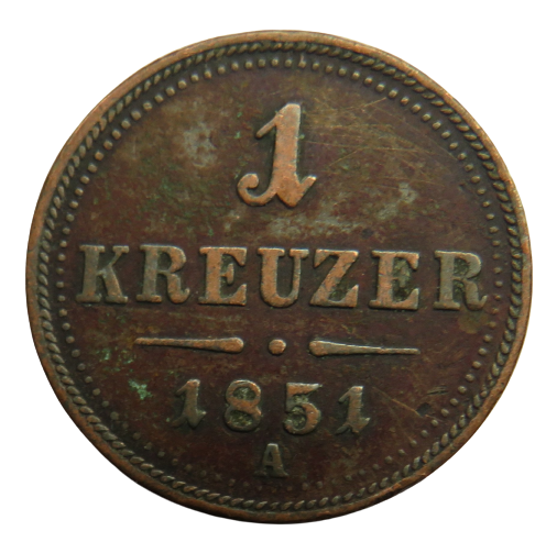 1851-A Austria One Kreuzer Coin