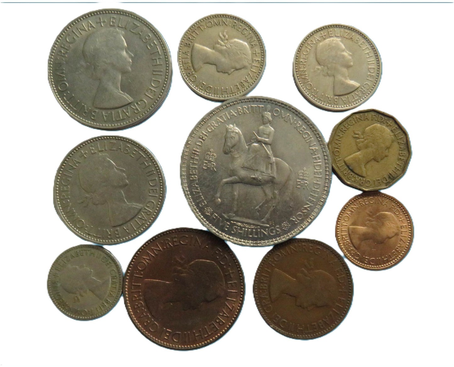 1953 Great Britain Coin Year Set, 10 Coin Set