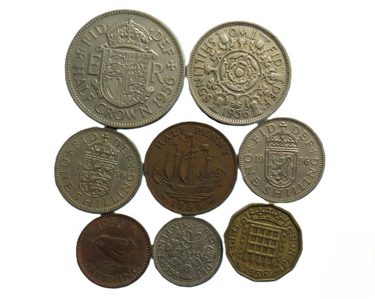 1956 Great Britain Coin Year Set, Including Scarce Farthing