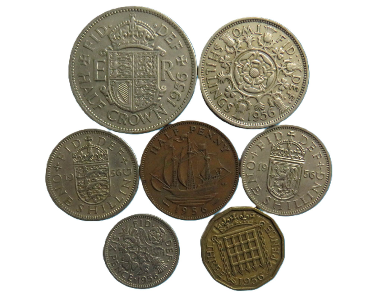 Collection of British coins from 1956 Coin Year Set 