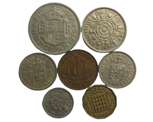 Collection of British coins from 1956 Coin Year Set 