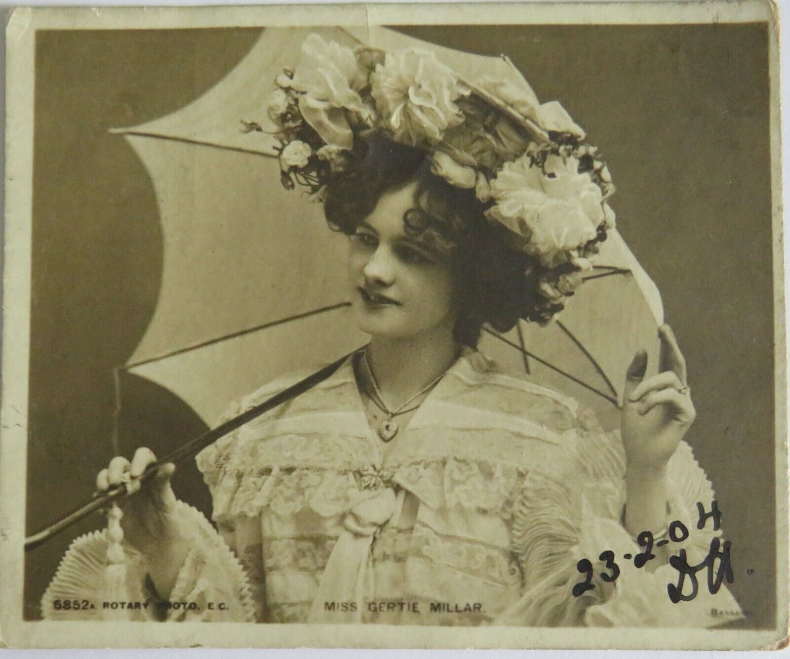 Antique Midget Postcard of Miss Gertie Millar 1904 Edwardian Actress