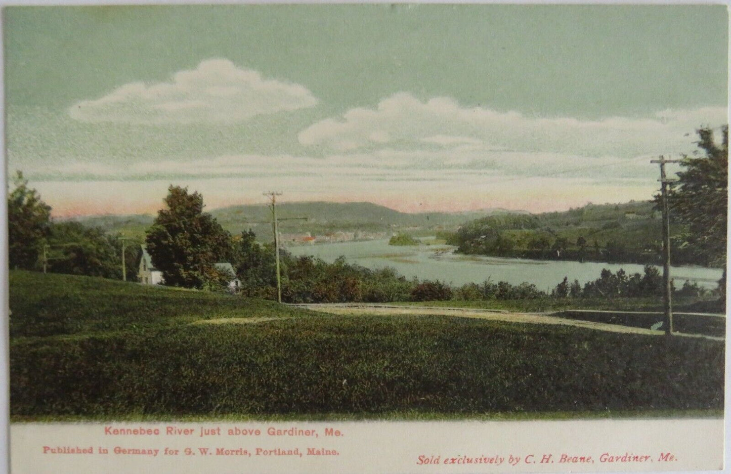 Old Postcard of Kennebec River Just Above Gardiner- Ref  : 1018