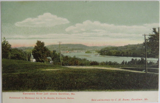 Old Postcard of Kennebec River Just Above Gardiner- Ref  : 1018