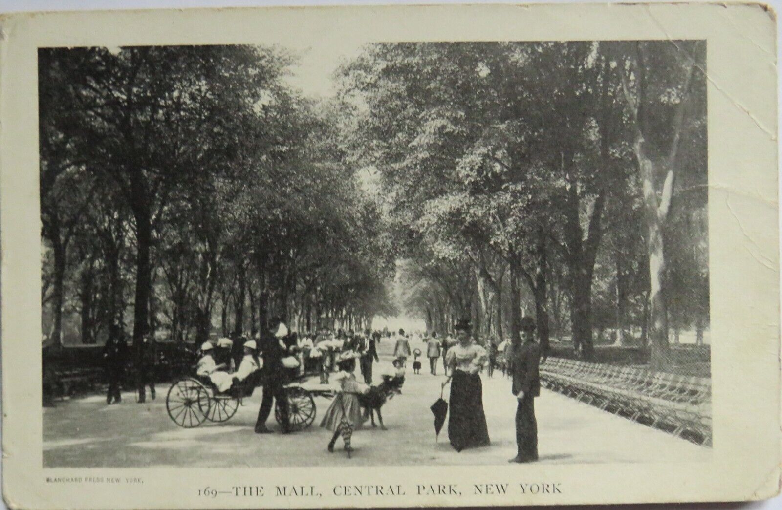 Old Postcard of The Mall Central Park New York 1909 -  Ref : 1013