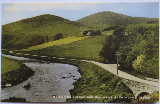 Old Postcard of Bridge of Buchat and Ben Newe, Strathdon, Aberdeenshire