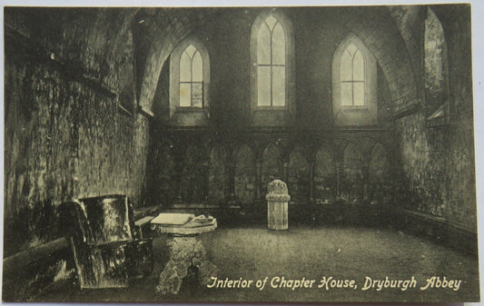 Old Postcard of Interior of Chapter House, Dryburgh Abbey