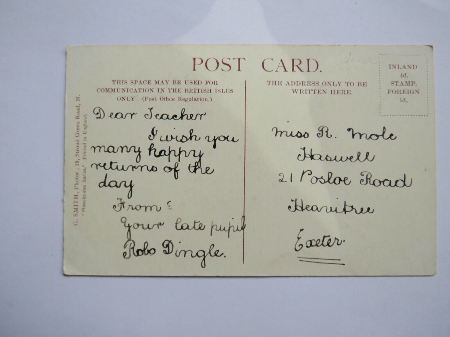 Old Postcard of Houses of Parliament "Birthday Greetings" - Ref : 1033