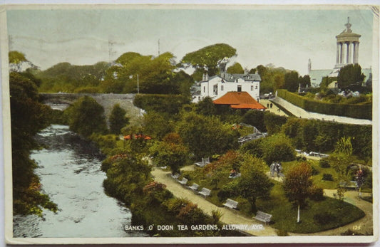 Old Postcard of Banks O' Doon Tea Garden, Alloway, Ayr 1938 - Ref : 1004
